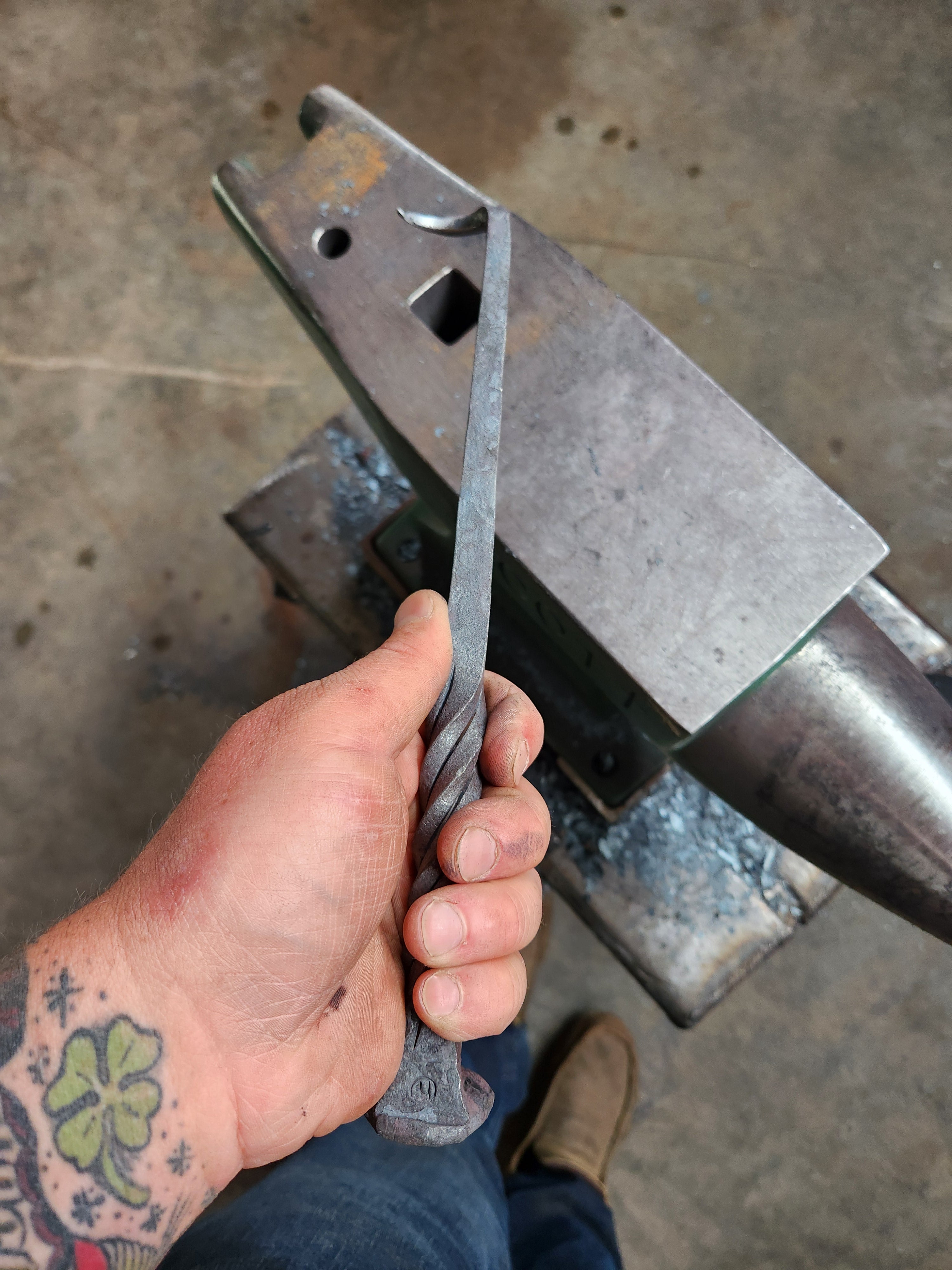Railroad spike steak flipper (twist handle)