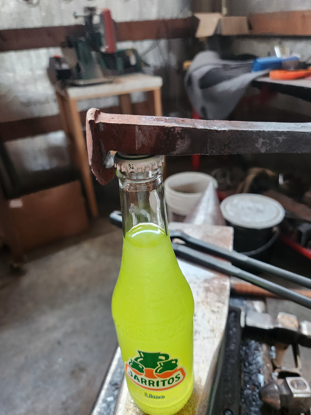 Railroad spike steak flipper (twist handle)