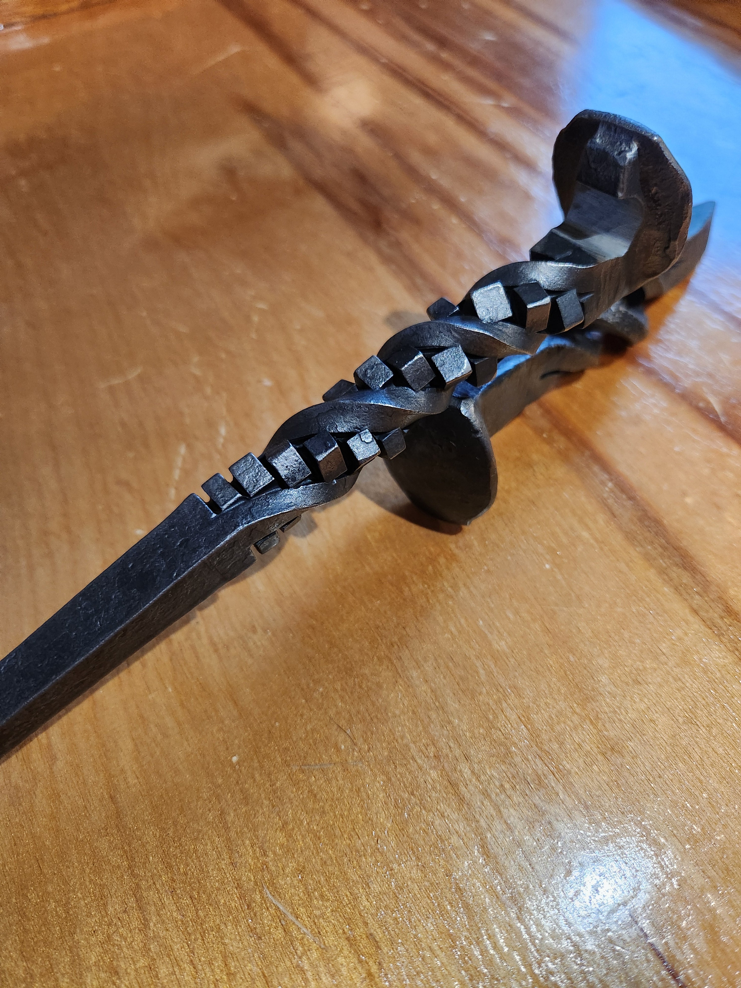 Railroad spike steak flipper(cube handle)